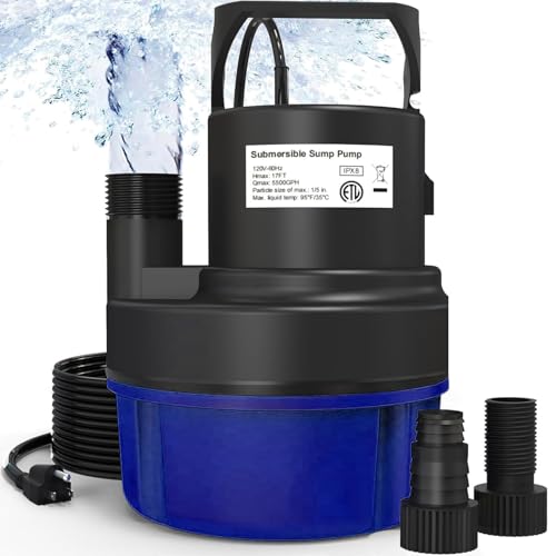 AgiiMan Submersible Water Pump - 1HP 3500GPH Pool Cover Pump for Pool Draining, Pool Cover Pump with 25FT Power Cord for Basements, Pool, Fountains, Hot Tub, Garden, Blue