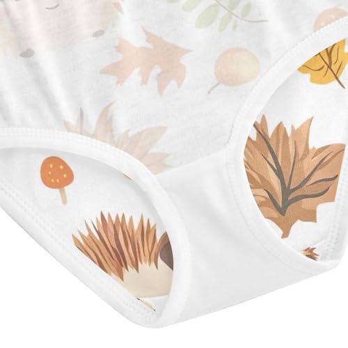 Girls' Underwear, Cute Hedgehogs White Toddler Panties, Girls' Cotton Brief Underwear, 2T–8 Years4