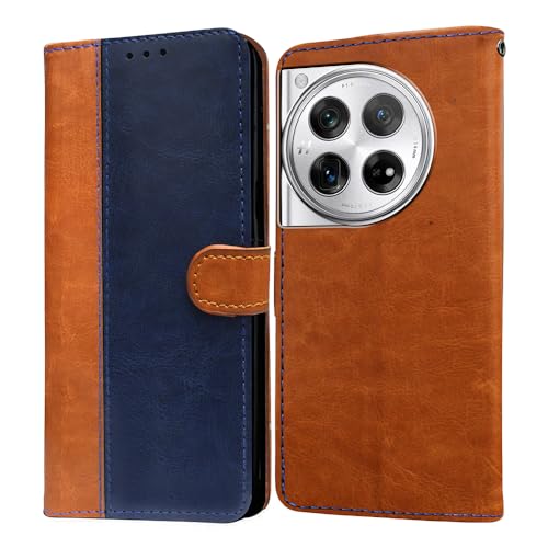 Image of Flip Cover Back Case for OnePlus 12R 5G | Premium Leather Finish | Inbuilt Pockets & Stand | Flip Cover Back Case for OnePlus 12R 5G (CamelBlue)