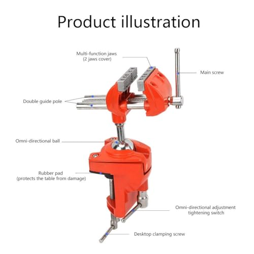 C Clamp Vise Table Vise, Mini Rotating Clamp Vise Adjustable 70Mm Jaw Width Vise Table Clamp For Workbench Woodwork - Thumbnail 3