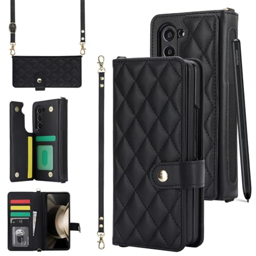 Étui pour Samsung Galaxy Z Fold 5 4 3 avec fente pour stylo et multi-cartes