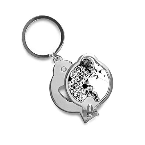 Coupe-ongles avec motif plante silhouette fleur noire et blanche durable