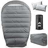 MEREZA Mummy Double Sleeping Bag for Adults with Pillow Cold Weather 0 Degree 2 Person Sleeping Bag for Couples Family Camping