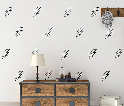 ZzMY Lightning Bolt Wall Decals Removable Wall Stickers Modern Wall Art Boys Room Decor Kids Room Wall Decoration Y89 (Black)