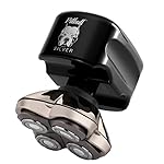 Skull Shaver Pitbull Silver PRO Electric Head & Face Shaver for Men, Wet/Dry 4 Razor Hair Trimmer - 4D Rechargeable…