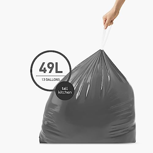 Image of simplehuman 50% Post-Consumer Recycled Odorsorb Tall Kitchen Drawstring Trash Bags, 13 Gal, 40 Count