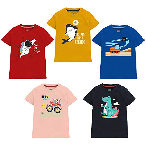 Image of ARIEL Boy's Regular Fit T-shirts (Pack of 5)