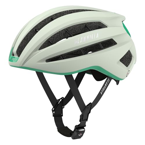 GLAMVILLA Rennradhelm für Damen und Herren City Trekking Fahrradhelm Professioneller Wettkampf Ultra Leichter belüfteter Fahrradhelm mit Skelett Magnetschnalle (Beigefarbenes, M)