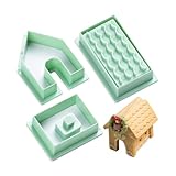 KALAIEN Gingerbread House Cookie Cutters,3d Mini Christmas Mug Hugger Cookie Cutter House Mold for Baking,4 Pcs Gingerbread Kit