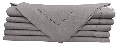 Cloth Napkins 6Pack 100% Slub Cotton In Hemstitched, Cocktail Napkins, Dinner Napkin, Easter Napkins, Napkins, Beverage Napkins, Machine Washable, Everyday Use-18X18 Inch Grey Charcoal #TOP4