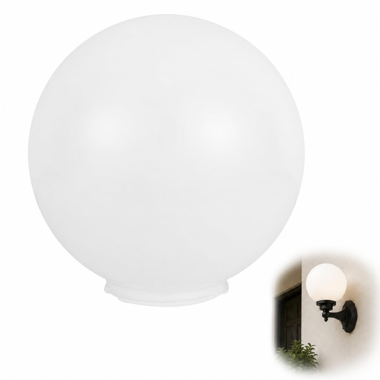 Alipis Abat-jour Sphérique Acrylique 30 Cm Diamètre Lait Opaque Protection Lampe Extérieure Jardin Remplacement Globe Lumineux Solide pour Applique Murale et Éclairage Extérieur