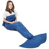 Mermaid Tail Blanket,Mermaid Wearable Blanket for Adults All Seasons,ScaleBlue Sleeping Bag