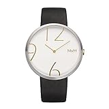 m&m damenuhren schwarz Wasserdichtigkeit: 3 bar M&M Damen Analog Quarz Uhr mit Leder Armband M11881-453