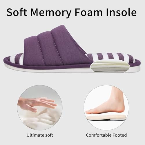 Image of shevalues Open Toe House Slippers for Women Men Memory Foam Bedroom Shoes