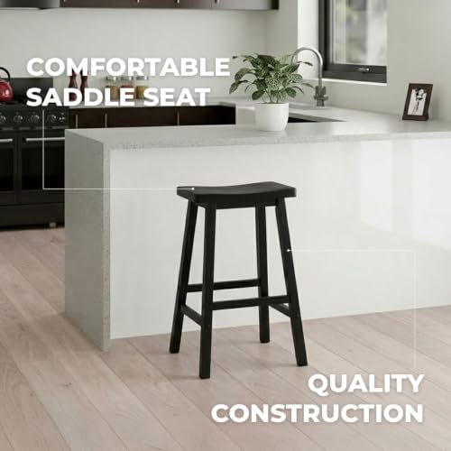 Image of Winsome Satori Saddle Seat Bar Stool, Black, 29 inch