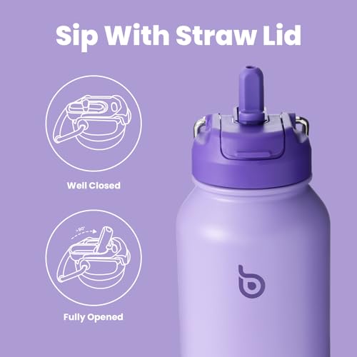 BOTTLE BOTTLE 32oz Insulated Water Bottle Stainless Steel Sport Water Bottle with Straw Dual-use Lid Design for Gym with Pill Box (purple), B2C01130B by BOTTLE BOTTLE - Used condition - Image 3