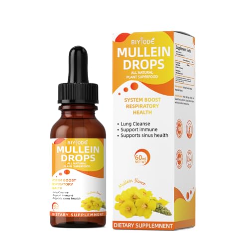 BIYODE Mullein Drops – 60ml (30-Day Supply) – Natural Mullein Leaf Extract for Respiratory Health, Lung Cleanse & Immune Support – Vegan, Non-GMO, Sugar-Free