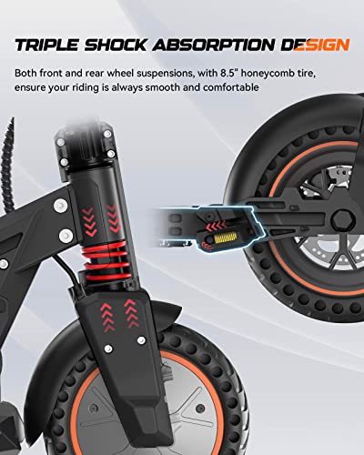 Electric Scooter - 5Th Wheel M2 Electric Scooter Adults, 19 Miles Long Range & 15.5 Mph, 8.5" Honeycomb Tire, Triple Brakes & Cushioning, Foldable With Night Light Sport Scooters 220Lbs Max Load #TOP3