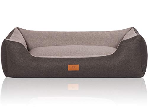 Knuffelwuff 14096-007 Hundebett Hundekörbchen Hundesofa Hundekissen Hundekorb Bezug Waschbar Grosse Hunde Xxl Luke Schwarz-Grau