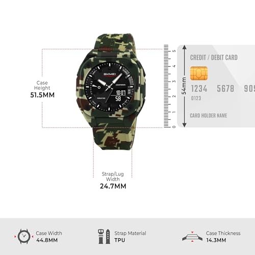 Image of SKMEI Sports Watch for Men and Boys, World Time, 5 Alarms, Countdown Timer and EL Light, 50m Waterproof- 2328