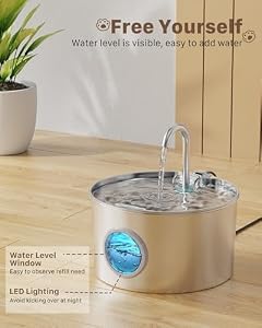 Cat Water Fountain Stainless Steel: 74oz/2.2L Cat Fountain for Drinking — photo 4 of 6
