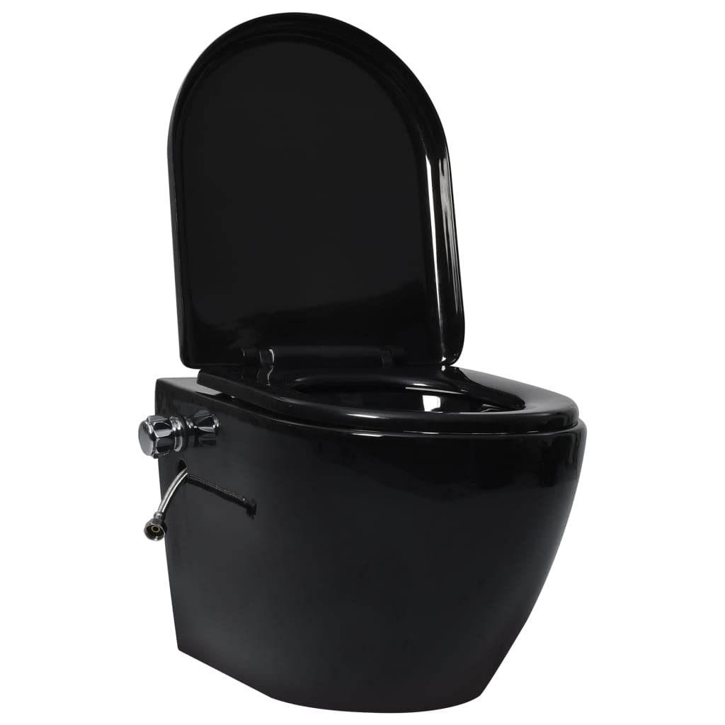 Genérico Inodoro de Pared sin Bordes con función de bidé cerámica Negro,Bricolaje,Fontanería,Piezas para fontanería,Baños y bidés,Baños-145782