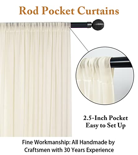 ShinyBeauty Ivory Chiffon Sheer Curtain Panels #TOP24