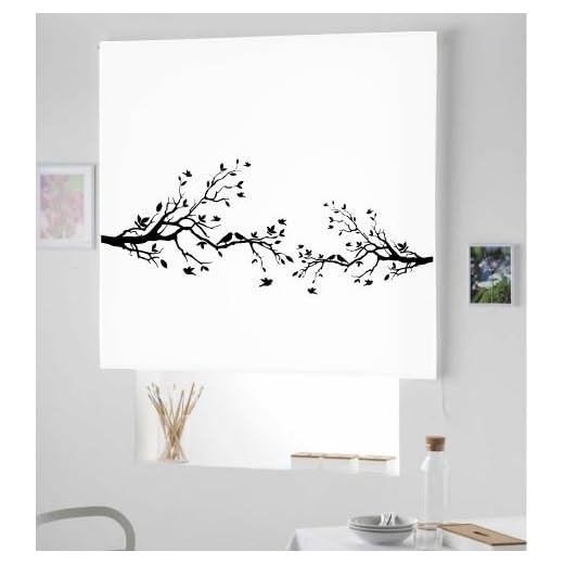 PERSIANA Estor Enrollable Infantil con Dibujo Ramas ARBOL (120X175, Blanco)