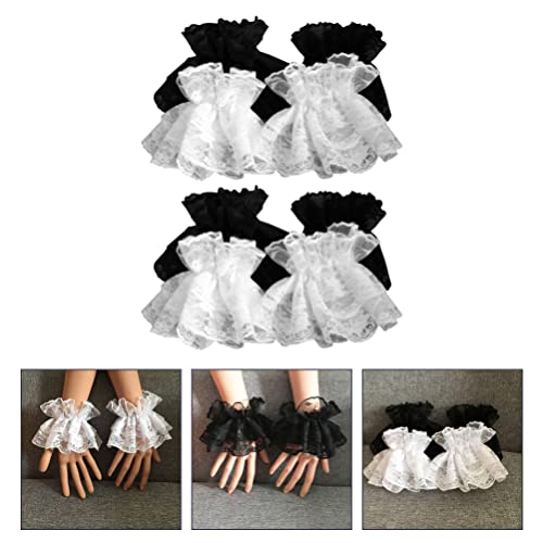 SOIMISS Lolita Floral Lace Wrist Cuffs Lace Cuffs Fake Hand Sleeves Lace Gloves Ruffled Accessories Women 2 pairs steampunk buy now online