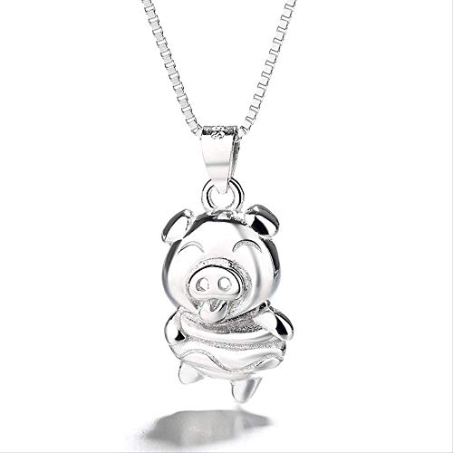Preisvergleich Produktbild DODO.GOGO s925 Sterling Silber Halskette glänzend dreidimensionale Schweinchen Anhänger Damen einfache Accessoires