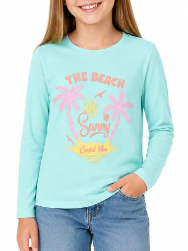 Image of Girls Long Sleeve T-Shirt Cute Versatile Basic Casual Top Size 6-18 | Soft Stretchy Tee for All Day Comfort, Versatile Layering Top for Cold Days, Cute Casual Style for Girls, Durable Easy Care