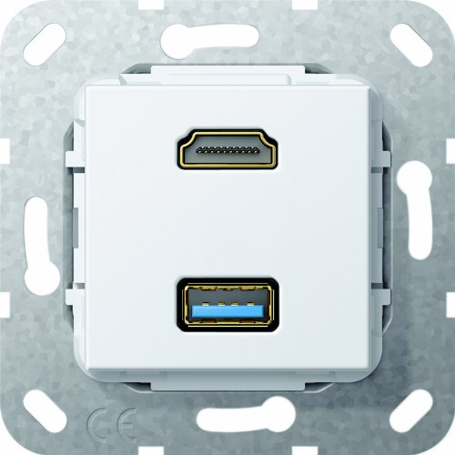 Gira 567903 Disjoncteur HDMI USB 3.0 A Blanc pur pour prises murales