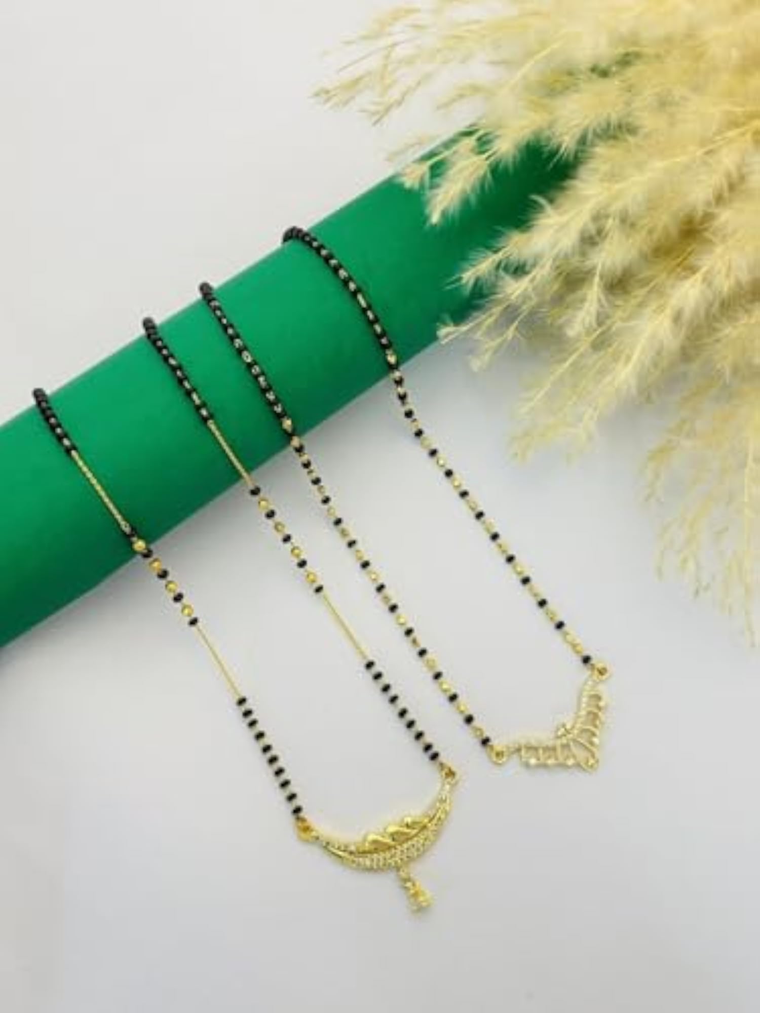 Women's Gold Plated Mangalsutra Combo Set with 2 Pendant Chain