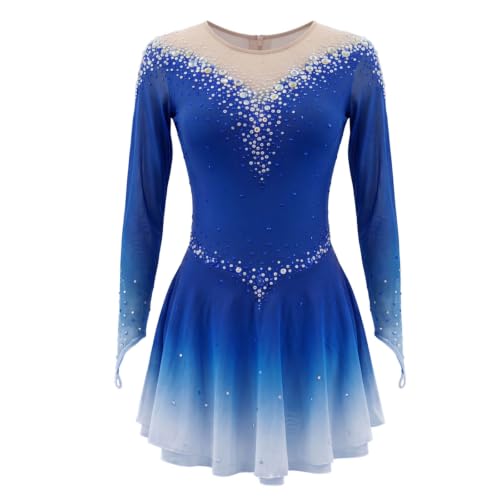LIUHUO Blue Ice Robe de patinage artistique pour femme et fille, bleu, 5-8 ans