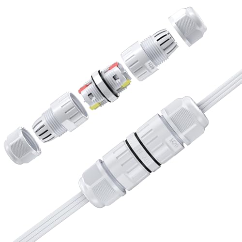 Lumary Waterproof 3PIN Wire Connector for Permanent Outdoor Lights, White, 2 Pack