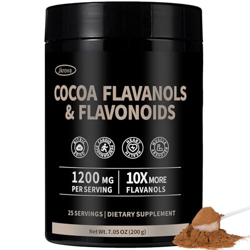 High Flavanol Cocoa Powder – 10X More Flavanols | 1200mg Cocoa Flavanols & Flavonoids – Heart Health, Nitric Oxide, Boost Energy & Endurance | Zero Sugar, 30 Servings
