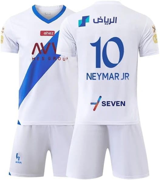 UX MACHAL HILAL Football Kits 23/24 New Season Al Hilal Away Football Kits NEYMAR JR #10 Fans Jersey with Shorts Kids,Youth Size.