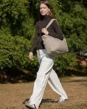 BAGSMART Tote Bag for Women, Lightweight Puffy Tote Bag with Compartments Shoulder Bag Handbag for Travel, Work, Gym (c-Standard Size-Grayish Brown, Standard Size)