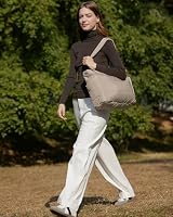 BAGSMART Tote Bag for Women, Lightweight Puffy Tote Bag with Compartments Shoulder Bag Handbag for Travel, Work, Gym (Grayish Brown-Small Size, Small Size) — image 2