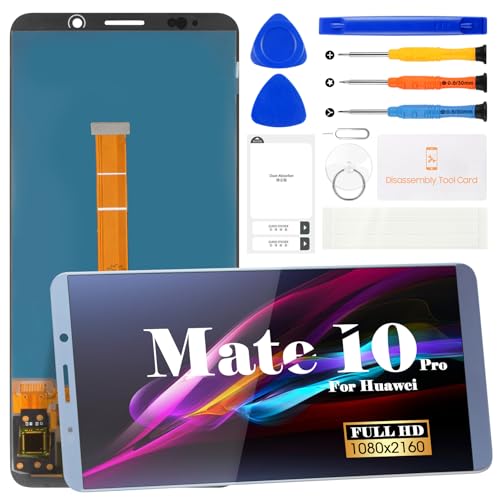 Schermo di ricambio per Huawei Mate 10 Pro, touch digitizer BLA-L09 BLA-L29, display LCD, montaggio completo, in vetro (blu, senza cornice)