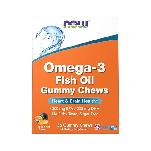 NOW Supplements, Omega-3 Fish Oil Gummy Chews, Orange Passion Fruit Flavor, 36 Gummy Chews