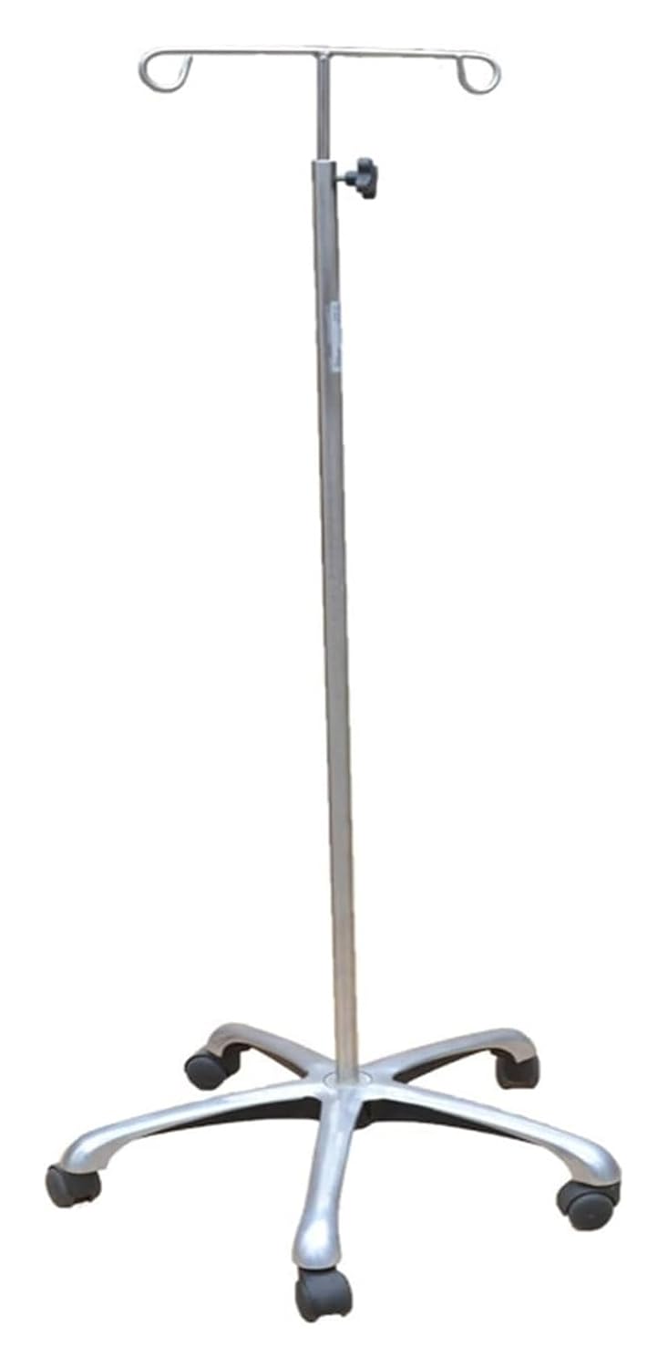 Medical-Grade Height Adjustable IV Pole with Wheels - Portable Mobility | Surgical-grade stainless steel,Height-adjustable IV drip stand,Multi-hook design dialysis support