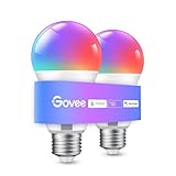 Govee Smart Glühbirne E27, WLAN LED Lampe RGBWW dimmbare mit 16 Millionen DIY-Farben, 800LM, 54 Szenen, Smart Home Alexa Zubehör, Sprachsteuerung Funktionieren mit Alexa, Google Assistant, 2 Stück