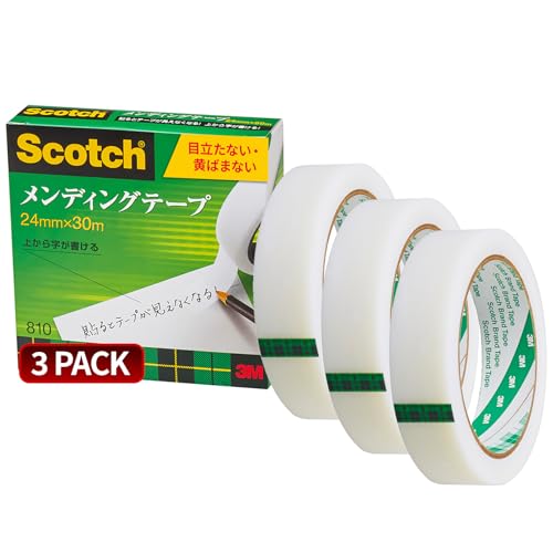 【Amazon.co.jp限定】 3M スコッチ テープ メンディングテープ 大巻 24mm×30m 3巻パック 810-3-24-SIOCの商品画像（Amazon）