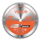 VEVOR Lame de scie circulaire Ø 254 mm, lame de coupe pour scie circulaire, 80 dents alliage, arbre 15,875 mm, finition soignée, avec évents de chauffage antibruit, pour couper aluminium, acier, métal