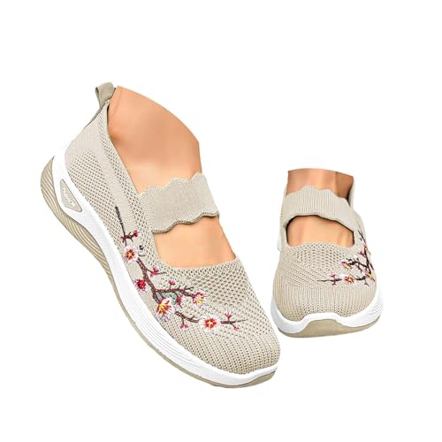 2025 Zapatos Ortopédicos Mujer Verano con Malla Zapatillas Comodos Ligeros sin Cordones Deporte Zapatillas Ortopédicas de Plataforma Transpirables Antideslizantes Soporte de Arco Sandalias Caminar