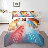 Erosebridal Modern Comforter Set, Easter Duvet Sets Queen Size for Teens Adult Women Bedroom Decor, Blue and Red Lines Stripe Down Comforter 3 Pieces with 2 Pillow Cases