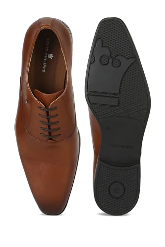 Image of Louis Philippe Men Premium Leather Breathable Lining Material Anti Slip with Heel TPR Sole Formal Oxford Shoes