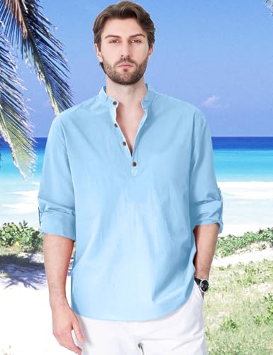 Image of Zombom Cotton Polyester Blend Solid Casual Regular Fit Mandarin /Chinese Collor Short Kurta Shirt for Men