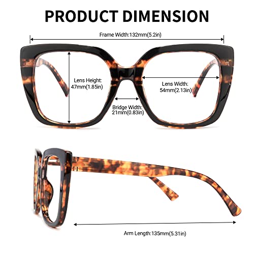 Zeelool Stylish Oversized Square Blue Light Blocking Glasses Computer Gaming Eyewear For Women Brenda Zop02126-02 Tortoise #TOP3